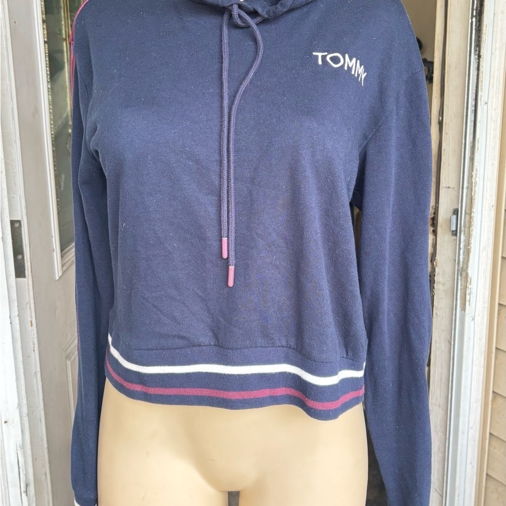 Tommy Hilfiger Navy Sweatshirt with Pink and White Accents